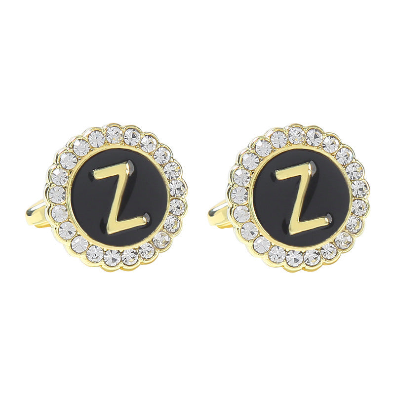 Round Diamond French Cufflinks Men&
