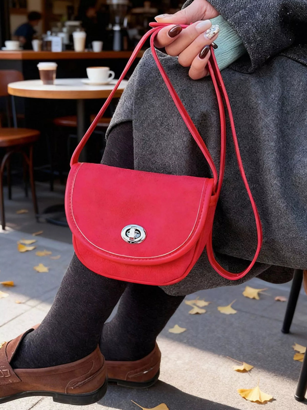 Suede Flap Crossbody Bag