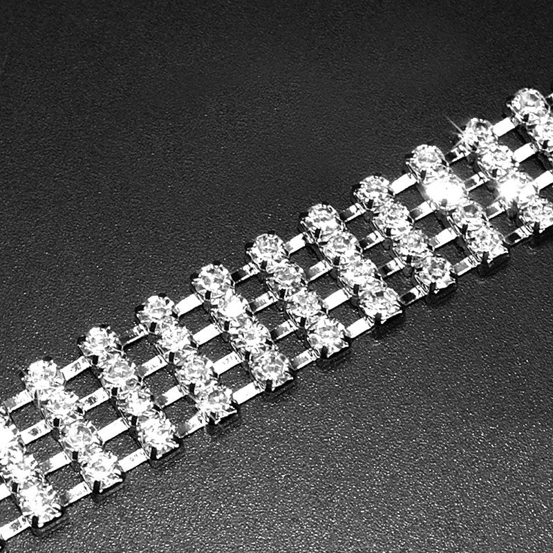Four-row Rhinestone Pet Collar Dogs And Cats Heart-shaped Chain