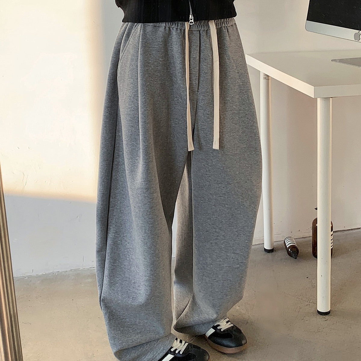 Plus Size Fleece-lined Heavy Loose Track Pants