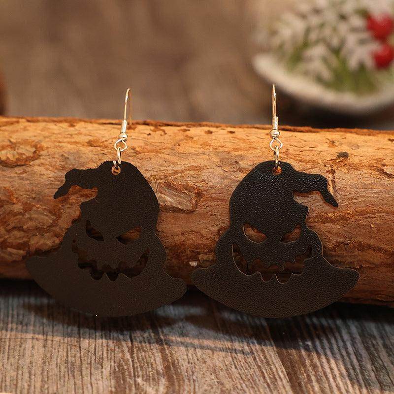 PU Leather Hat Shape Earrings for Fashionable Style