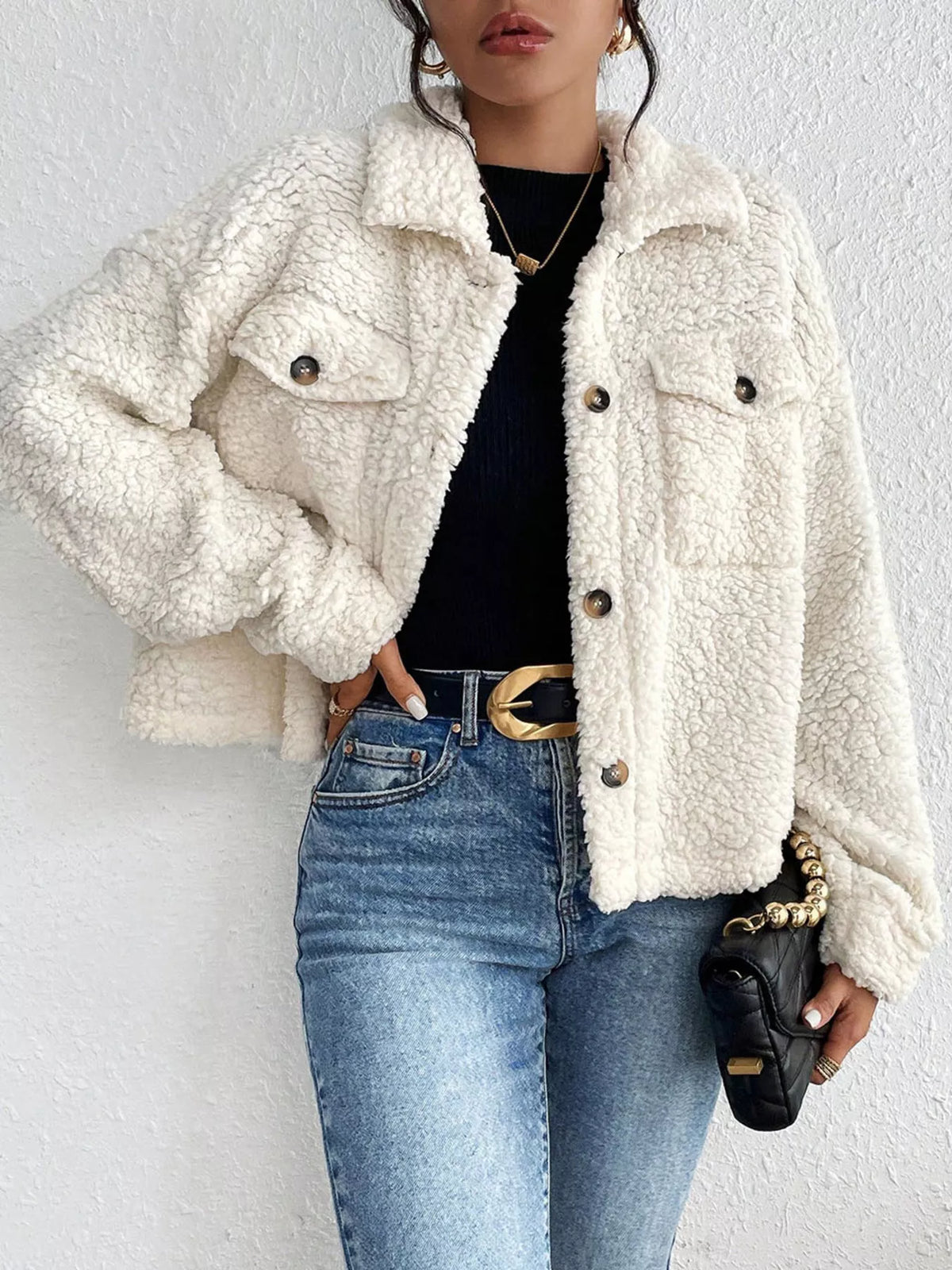 Cozy Sherpa Button-Down Jacket