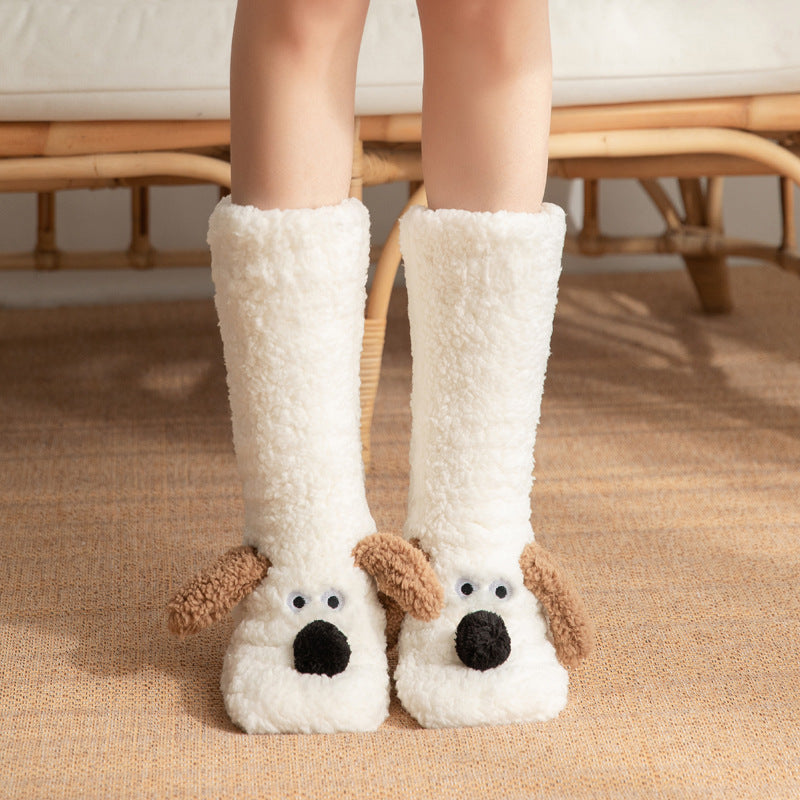 Cute Cartoon Dog Plush Winter Socks