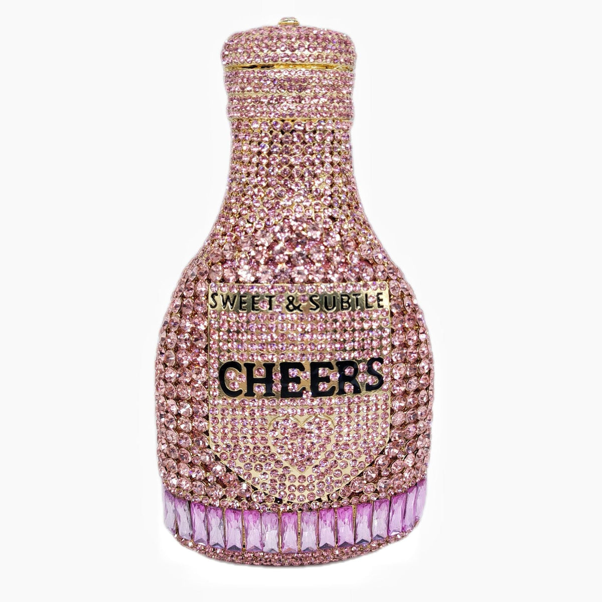 Champagne Bottle Rhinestone Evening Clutch Women&