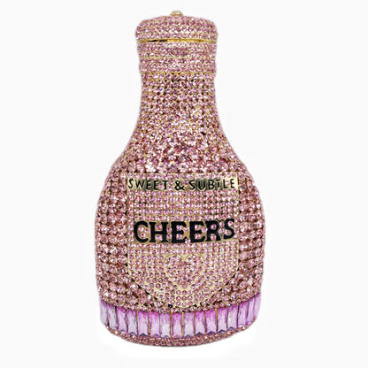 Champagne Bottle Rhinestone Evening Clutch Women&