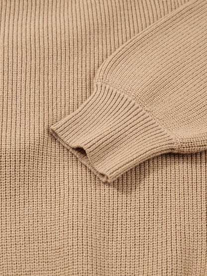 Pearl Embellished Keyhole Ribbed Sweater Dress