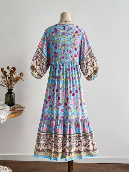 Plus Size Floral Print V-Neck Dress