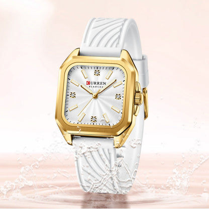 Womens Square Small Dial Waterproof Quartz Silicone Watch