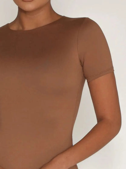 Round Neck Short Sleeve Swim Top