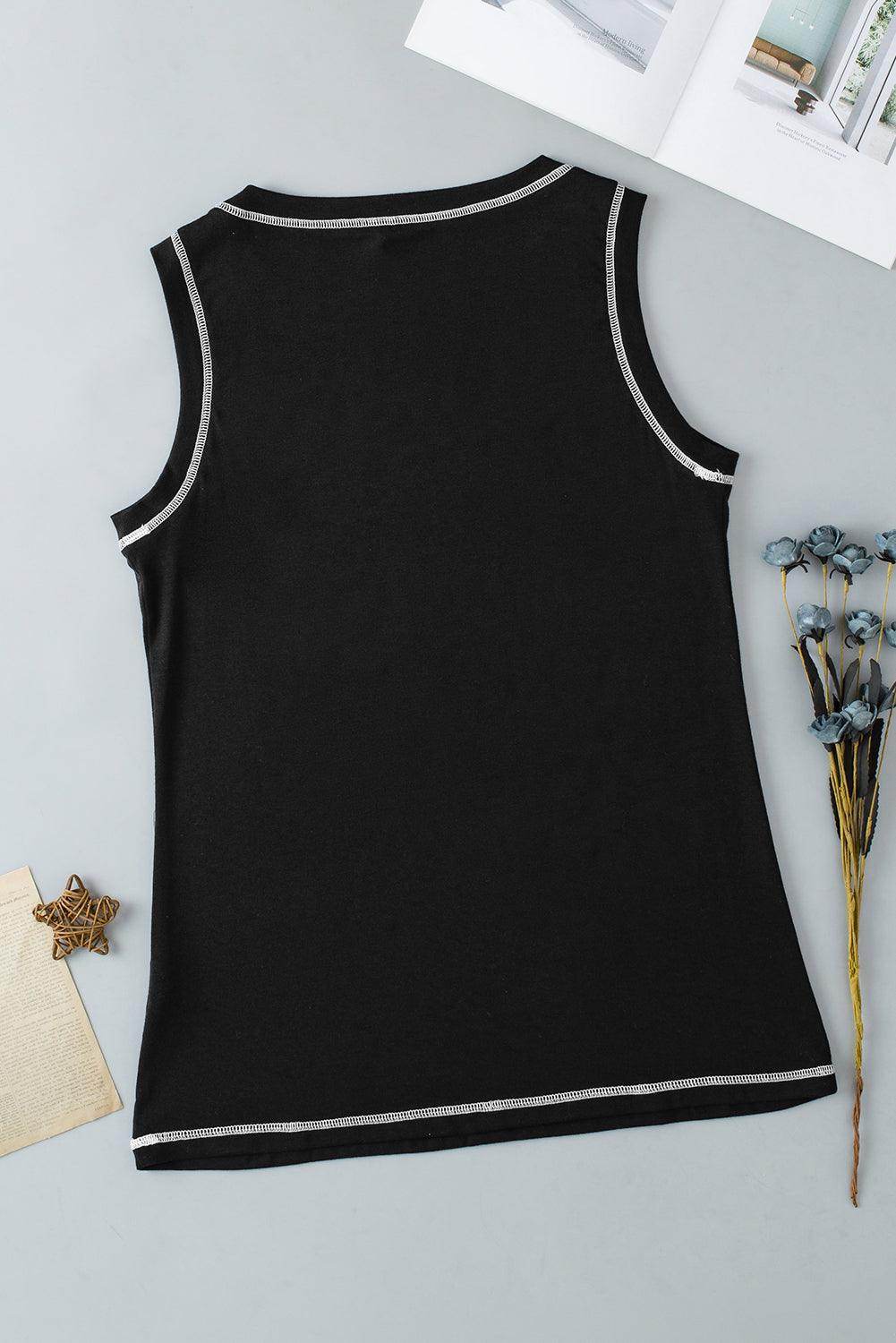 Graphic Round Neck Tank Top for Women - Comfortable Fit