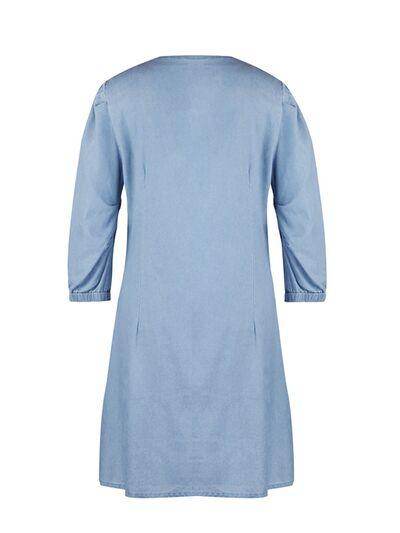 Full Size V-Neck Half Sleeve Dress for Everyday Wear