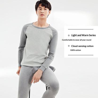 100 Cotton Antibacterial Autumn Top And Bottom Set Mens Thermal Underwear