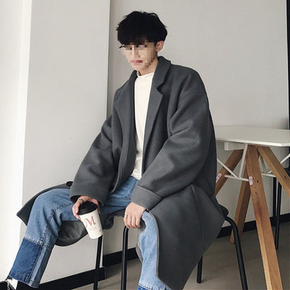 Mens Stylish Warm Casual Mid-length Wool Coat
