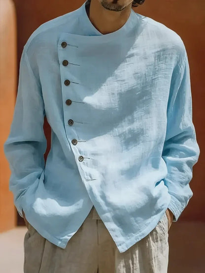 Mens Retro Loose-Fit Crew-Neck Shirt
