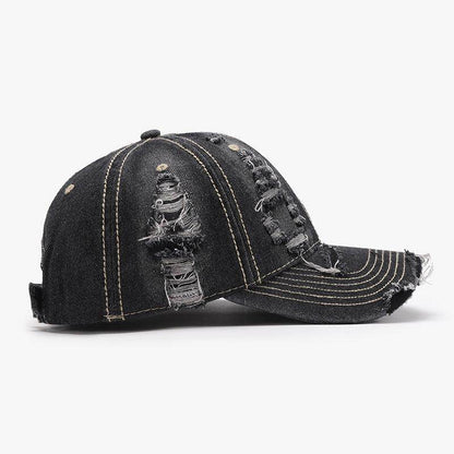 Distressed Adjustable Cotton Baseball Cap for Everyday Wear