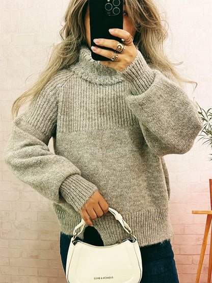 Ribbed Turtleneck Long Sleeve Sweater