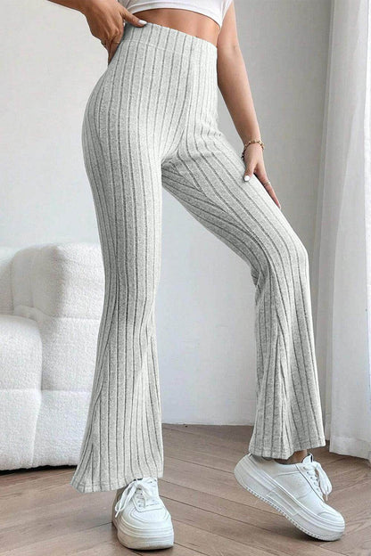 Basic Bae Full Size Ribbed High Waist Flare Pants for Women