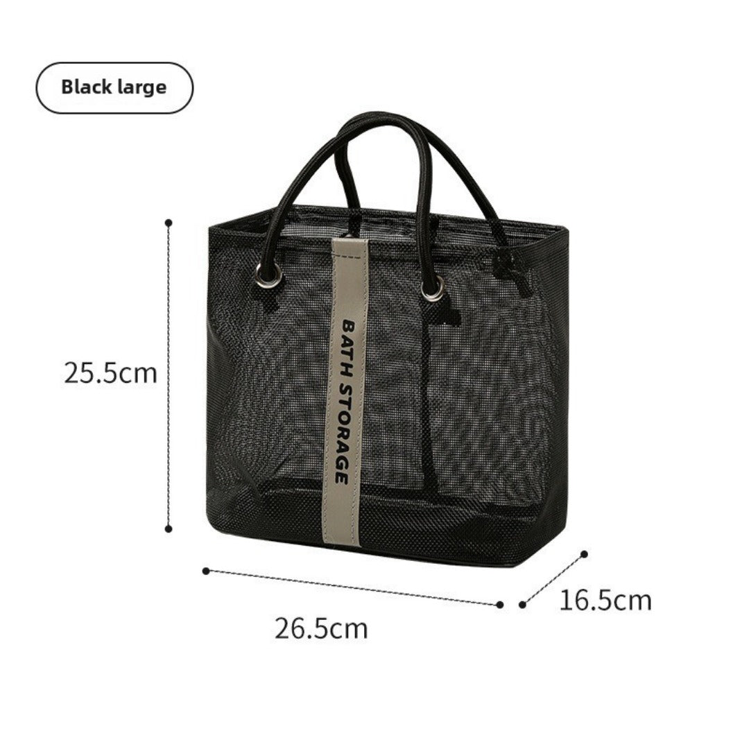 Mesh bath bag, mesh pocket tote swimming wash bag, men&