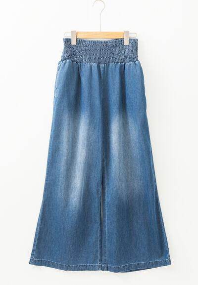 Smocked Wide Leg Jeans for Effortless Style and Comfort