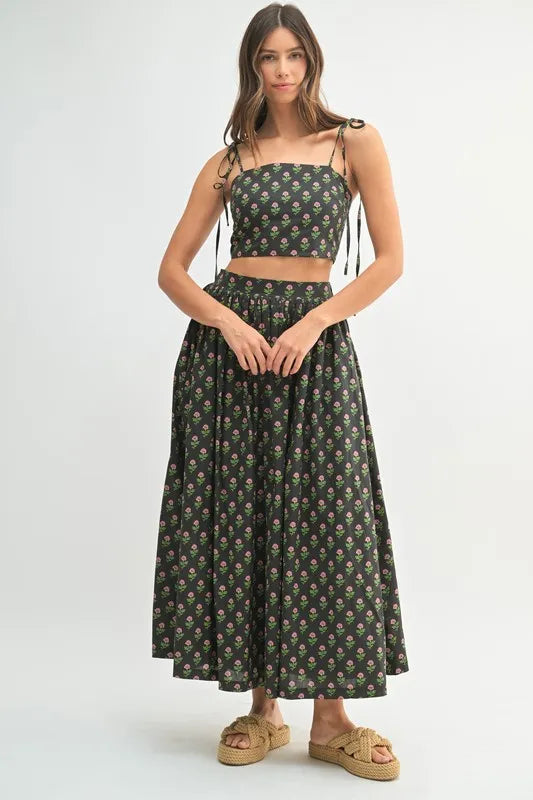 MABLE Floral Crop Top and Skirt Set