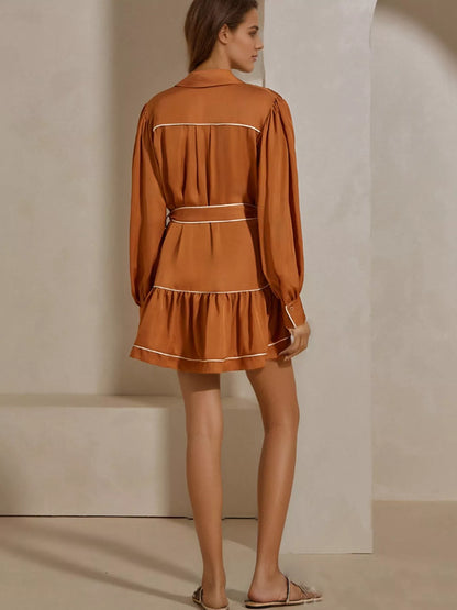 Button Front Long Sleeve Shirt Dress