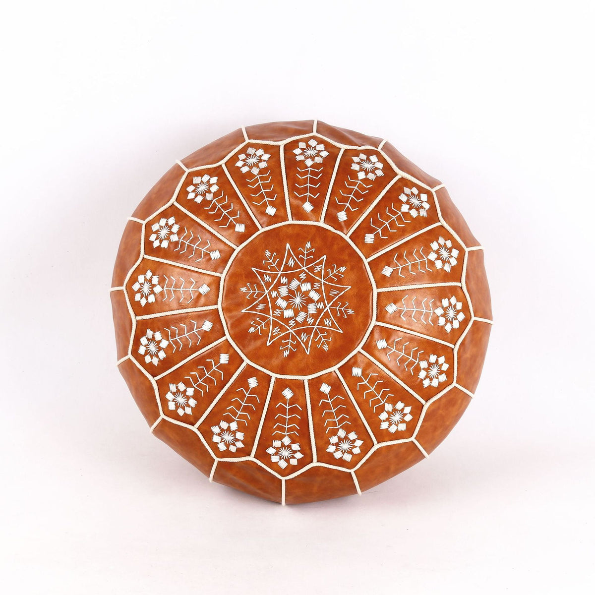Moroccan Leather Hand-Embroidered Futon