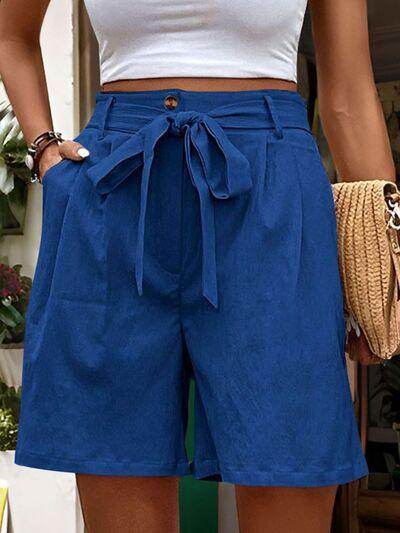 Perfee Tied High Waist Shorts with Pockets for Women