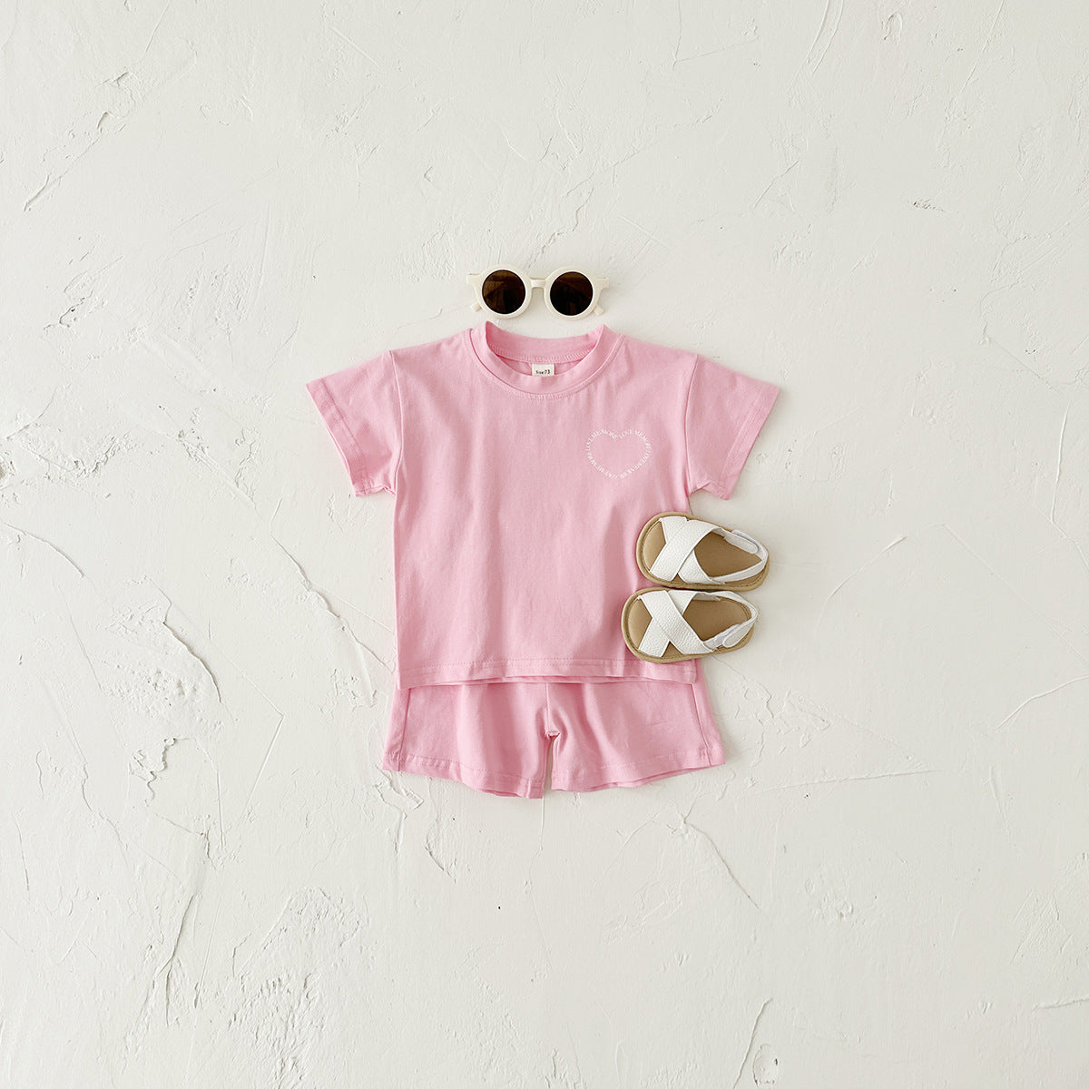 Heart Printing Short Sleeve Suit Korean Style Baby Boys&