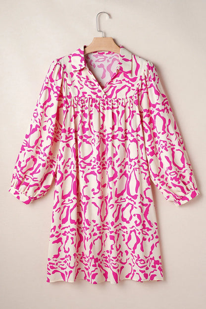 Beautiful Ivory Printed Long Sleeve Mini Dress Elegant &amp; Chic Women&