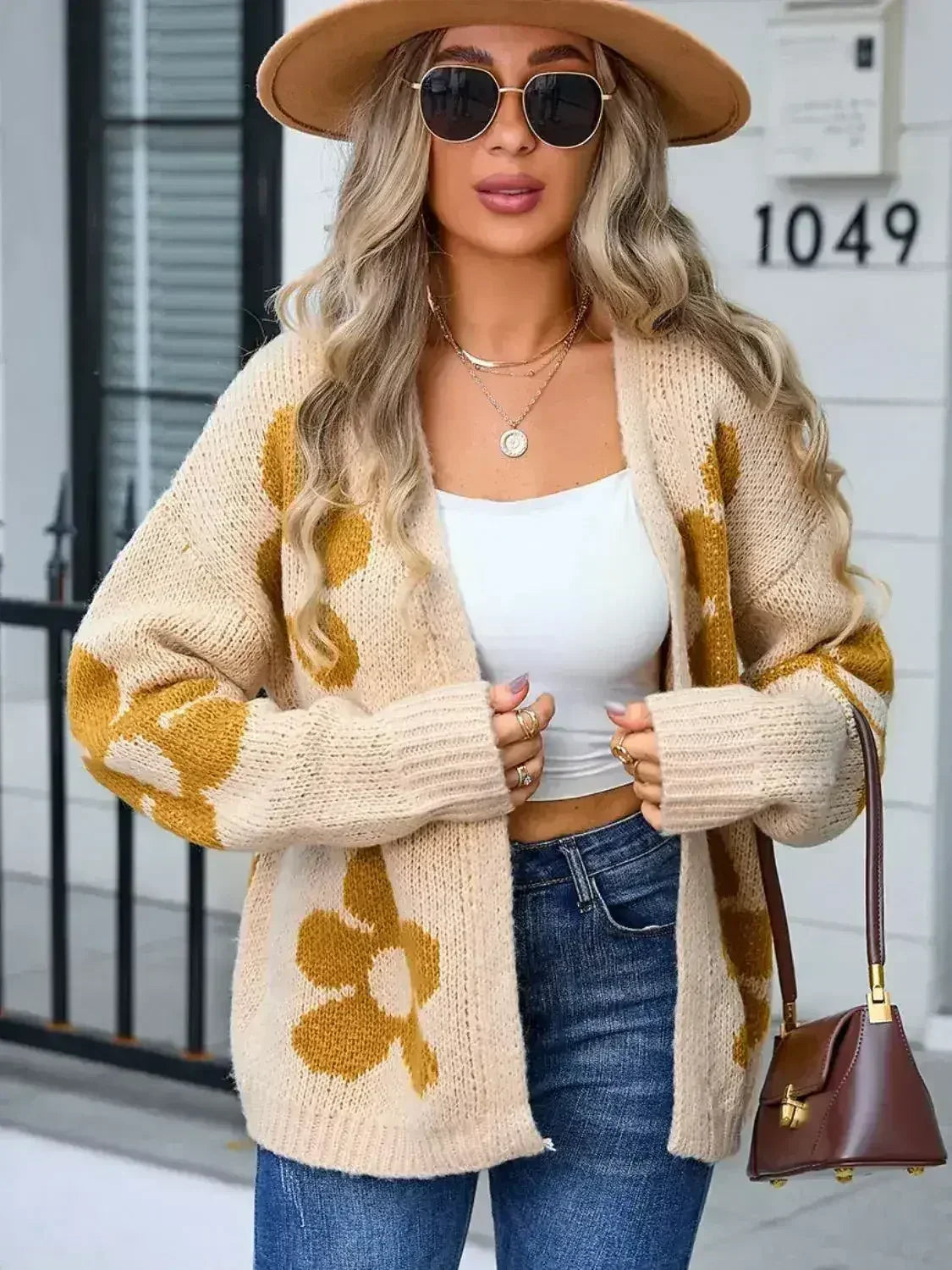 Angel Wings Flower Open Front Long Sleeve Cardigan - Trendy &amp; Comfortable