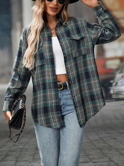 Oversized Plaid Button-Up Shirt