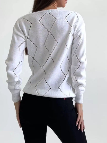 Openwork V-Neck Sweater