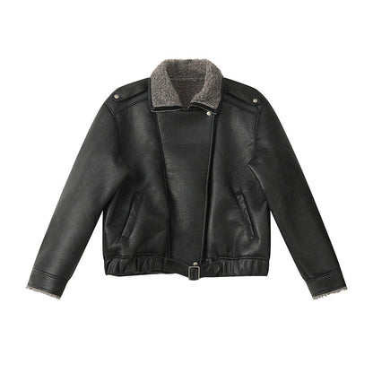 Turn-down Collar Fur-lined Thickened Warm Jacket Coat