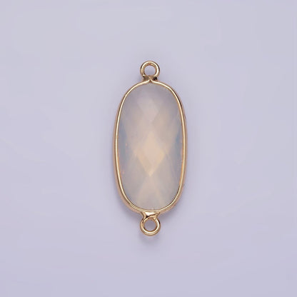 Faceted Gemstone Oval Gold Charm Connector Rose Quartz Onyx Labradorite Amethyst Amazonite Charm G033 - G043