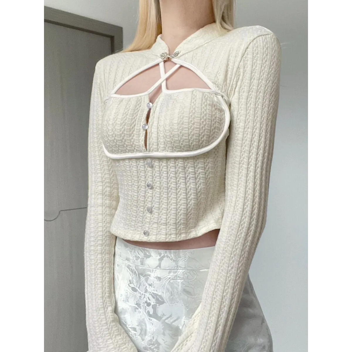 Elegant Button Crop Top