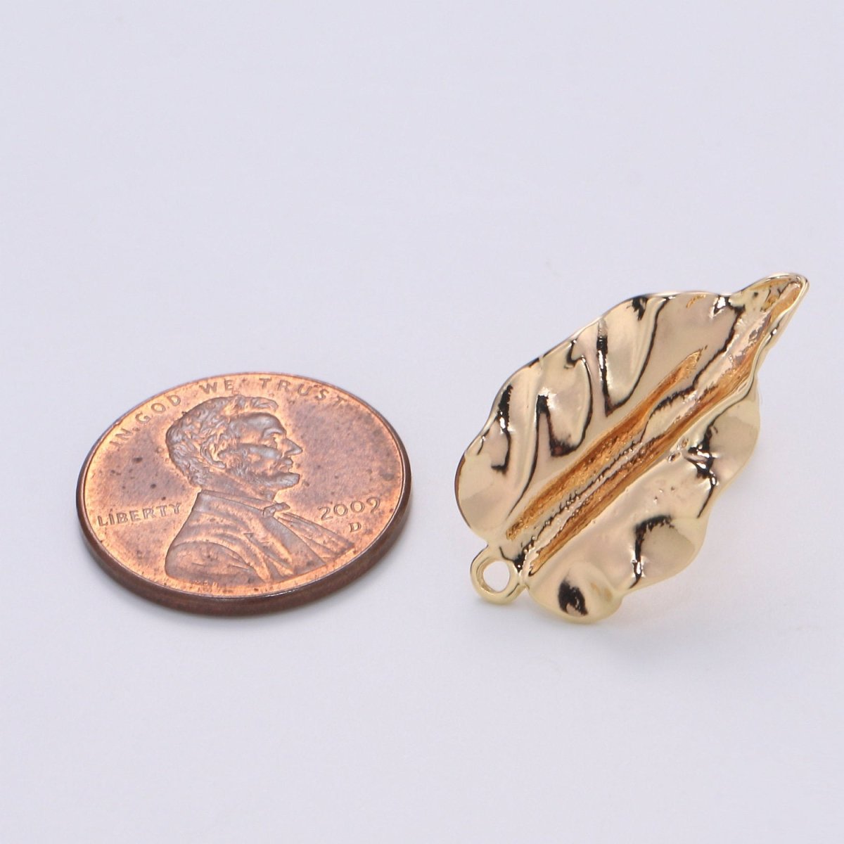 Fall Leaf Stud Earring Gold Vermeil Foliage Earring DIY Jewelry Component for Christmas Gift L-012