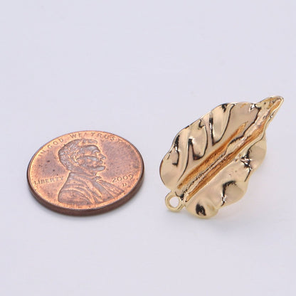 Fall Leaf Stud Earring Gold Vermeil Foliage Earring DIY Jewelry Component for Christmas Gift L-012