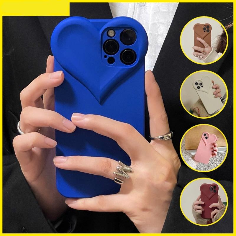 Fashion Cool Black Love Heart Phone Case For iPhone 14 13 Pro Max 12 11 XR XS Dustproof Soft Shockproof Back Cover  Luxury Soft Back Cover Raised Full Camera Protection Bumper Silicone Shockproof Phone Case
