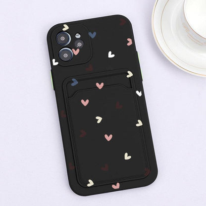 Fashionable Anti-Scratch Soft Lining Protective Case For iPhone Cases Card Holder Cute Flower Heart Phone Case For iPhone 12 13 Mini Pro Beautiful Design  Soft Iphone Case
