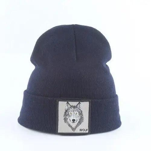 Fashionable Warm Animal Theme Wolf Knitted Unisex Beanies For Women Soft And Comfortable Beanies For Winter And Autumn