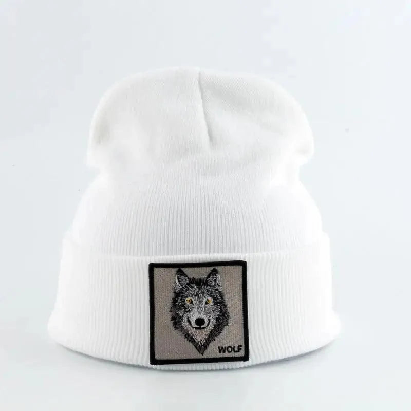 Fashionable Warm Animal Theme Wolf Knitted Unisex Beanies For Women Soft And Comfortable Beanies For Winter And Autumn