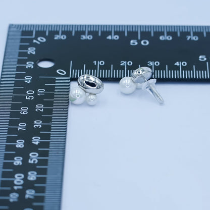 Faux Pearl Bean Stud Earrings in Gold Silver Jewelry AB309