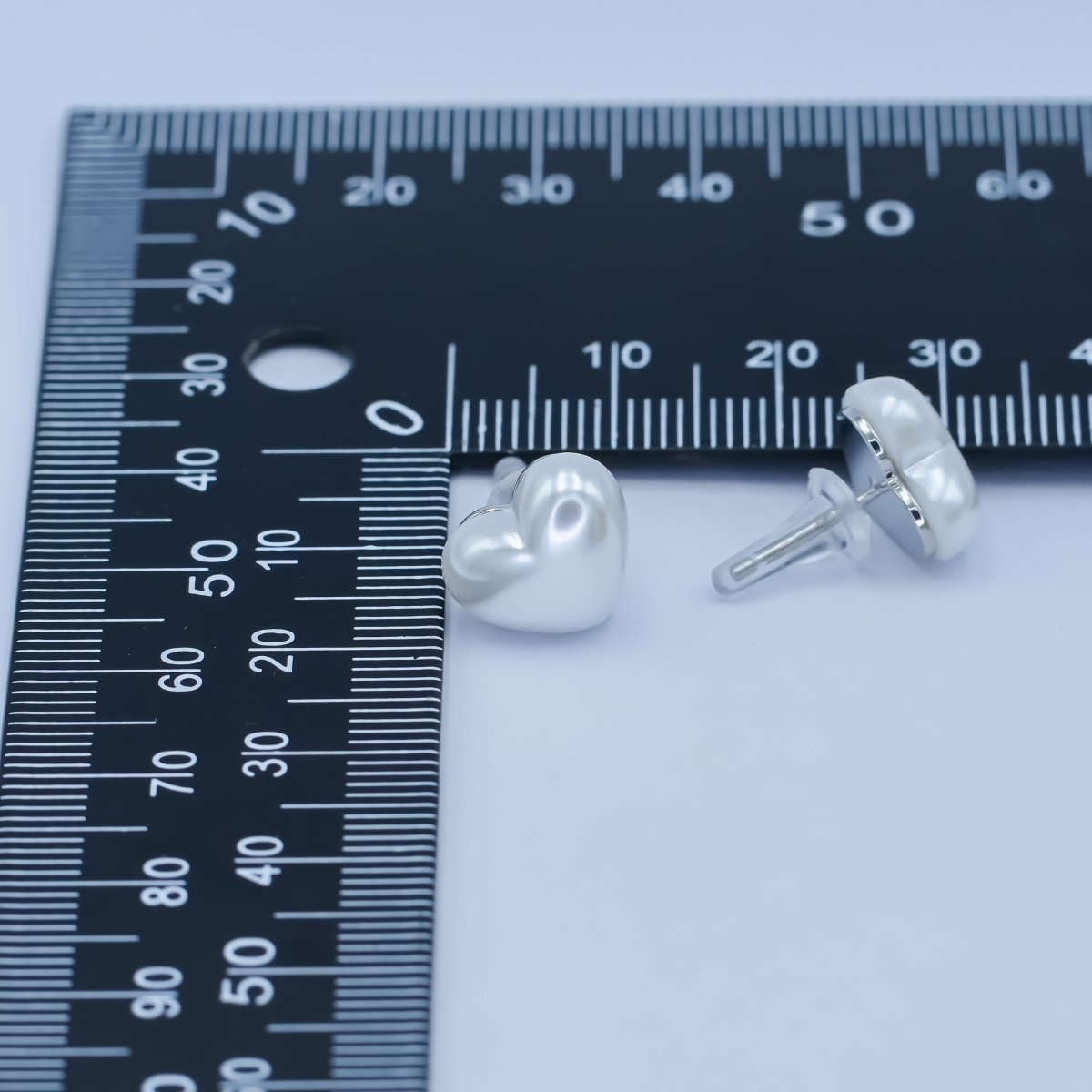 Faux Pearl Heart Stud Earrings in Gold Silver Jewelry AB-550