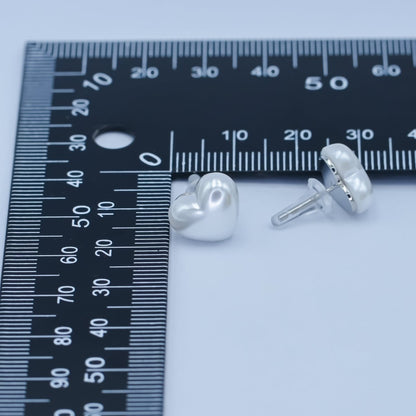 Faux Pearl Heart Stud Earrings in Gold Silver Jewelry AB-550