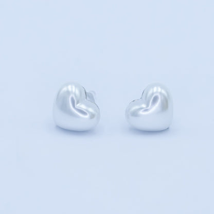 Faux Pearl Heart Stud Earrings in Gold Silver Jewelry AB-550