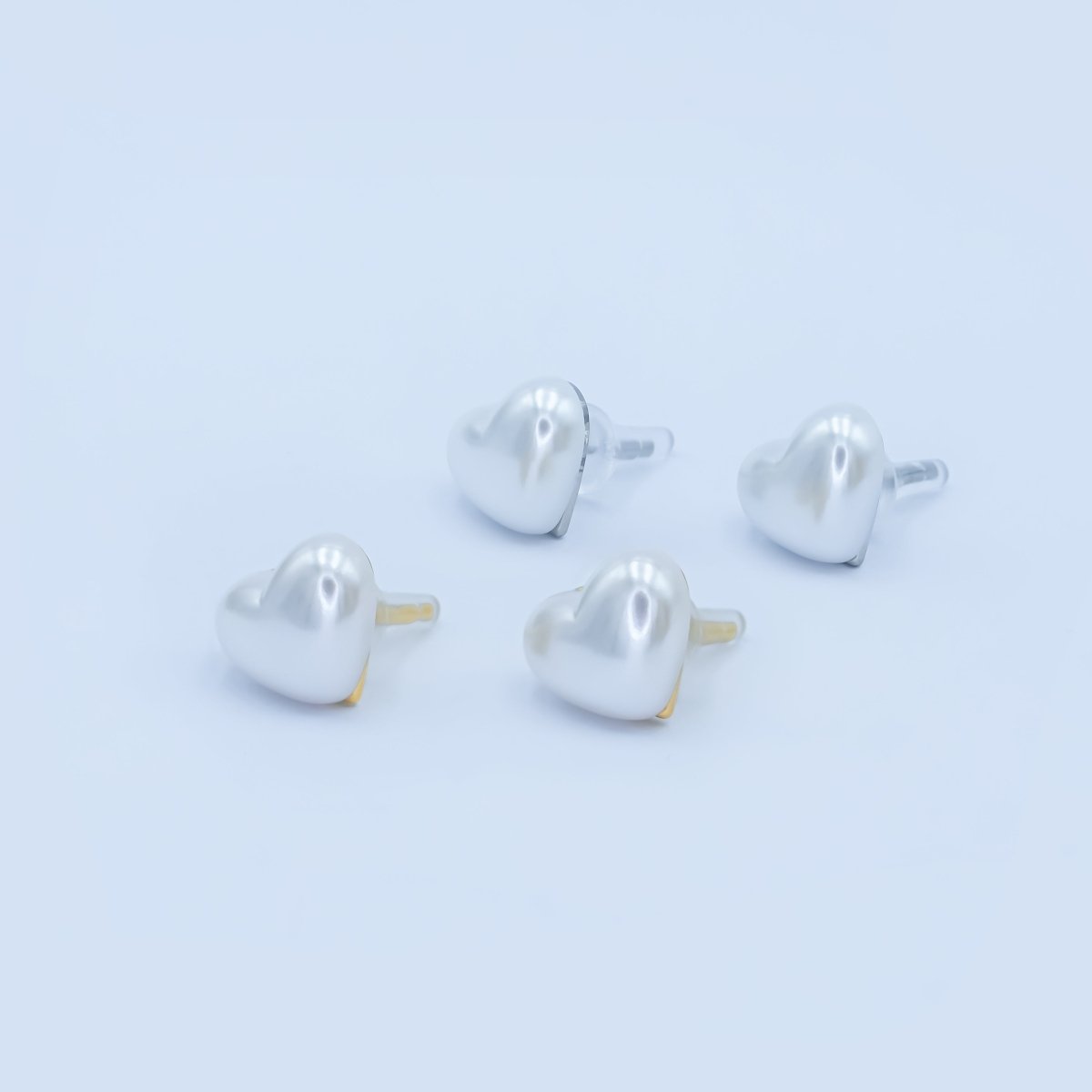 Faux Pearl Heart Stud Earrings in Gold Silver Jewelry AB-550
