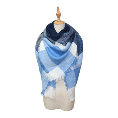 Plaid-print Versatile Neck Scarf Shawl