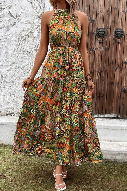 Elegant Floral Sleeveless Dress Lightweight &amp; Feminine Summer Essential Beautiful Print Dress