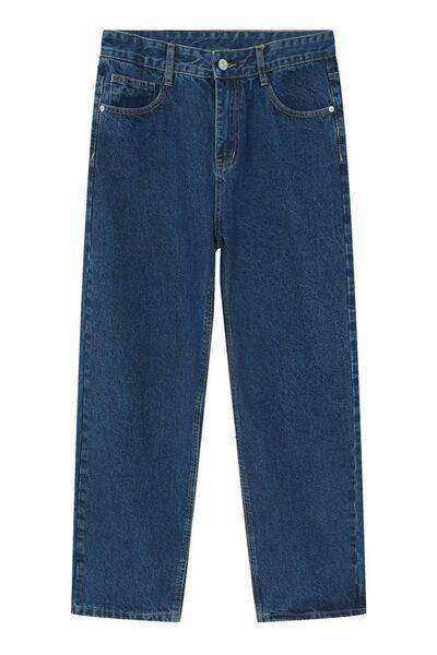 Straight Leg Jeans with Pockets for All-Day Comfort