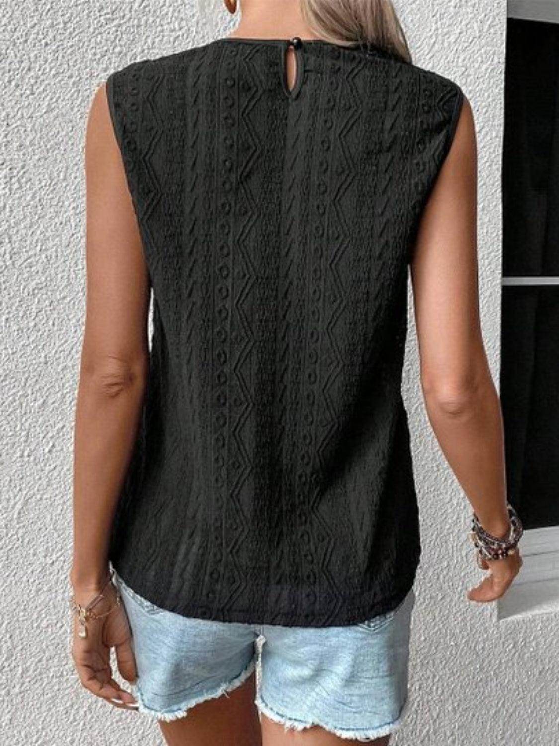 Lace Eyelet Sleeveless Top for Stylish Summer Wear